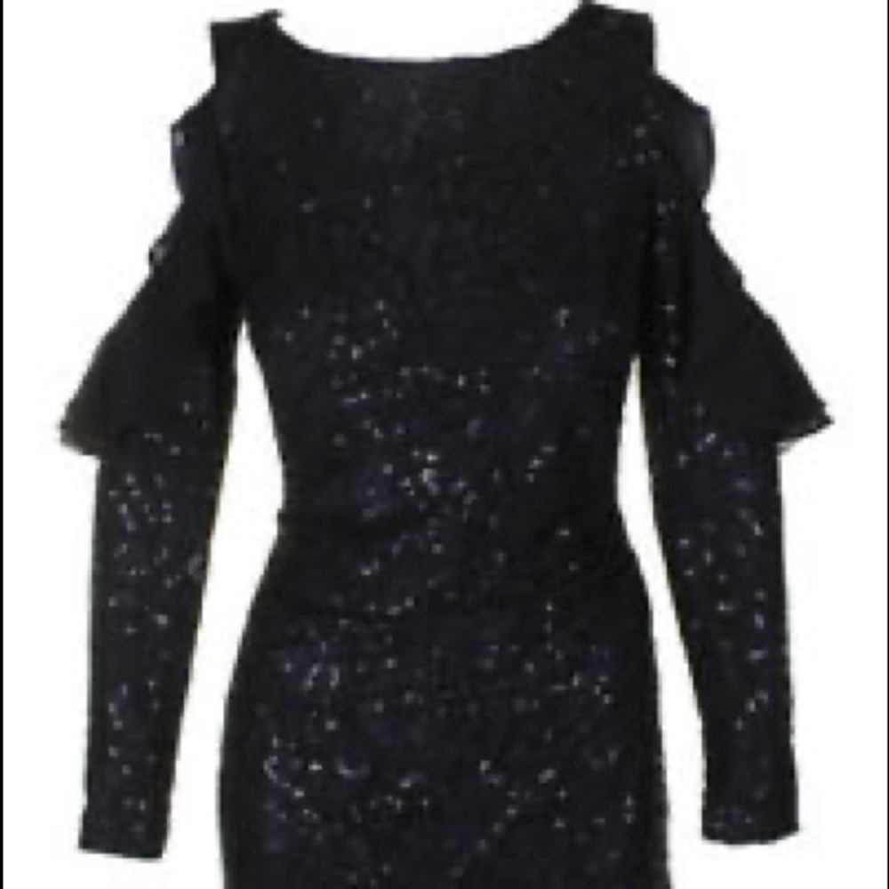 Lauren Ralph Lauren Black Lace Sequin Ruffled